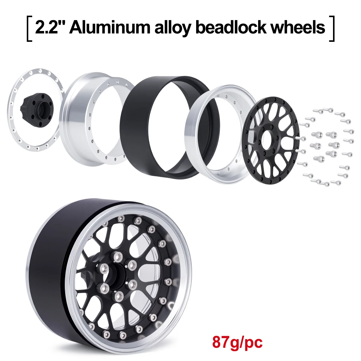Velg Beadlock Aluminium 2.2 In - Wheel Rim Rc ulasan dan harga
